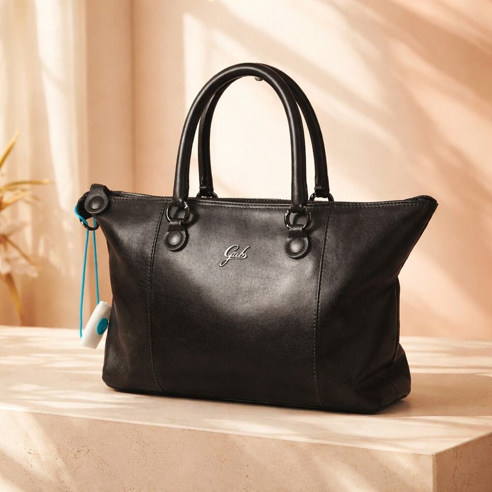Gabs G3 Plus Size M convertible shopping bag in black leather 15x12 EUC